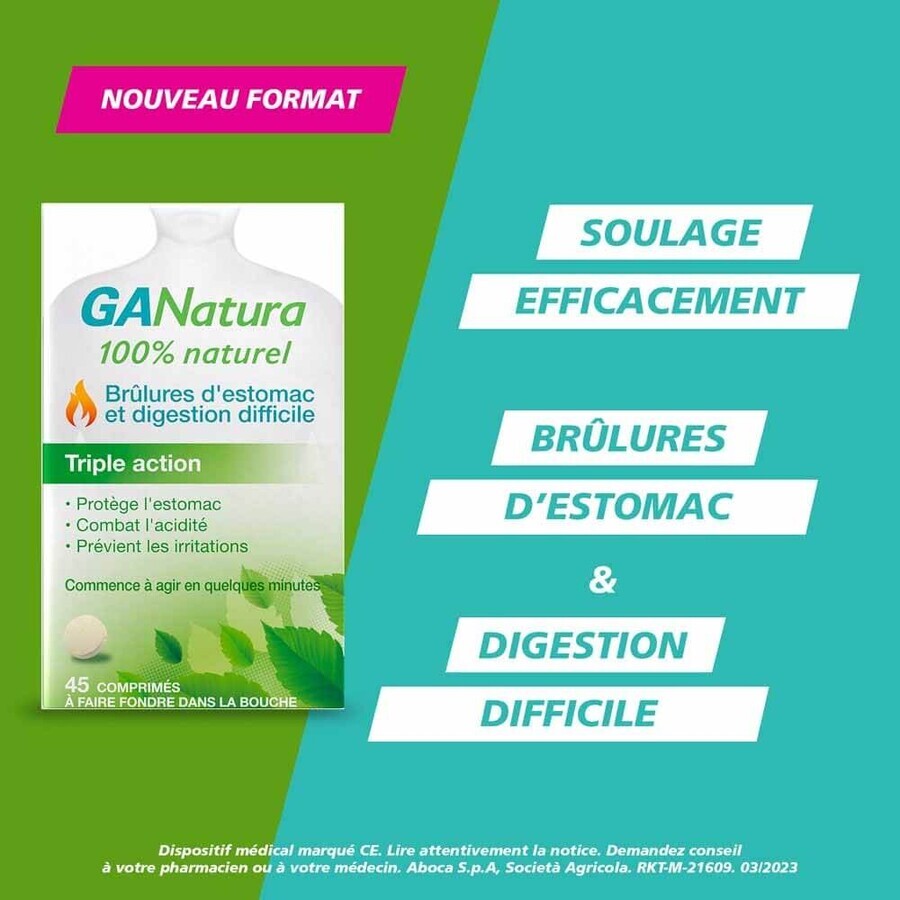 GaNatura Heartburn and Digestion Triple Action 45 Tablets