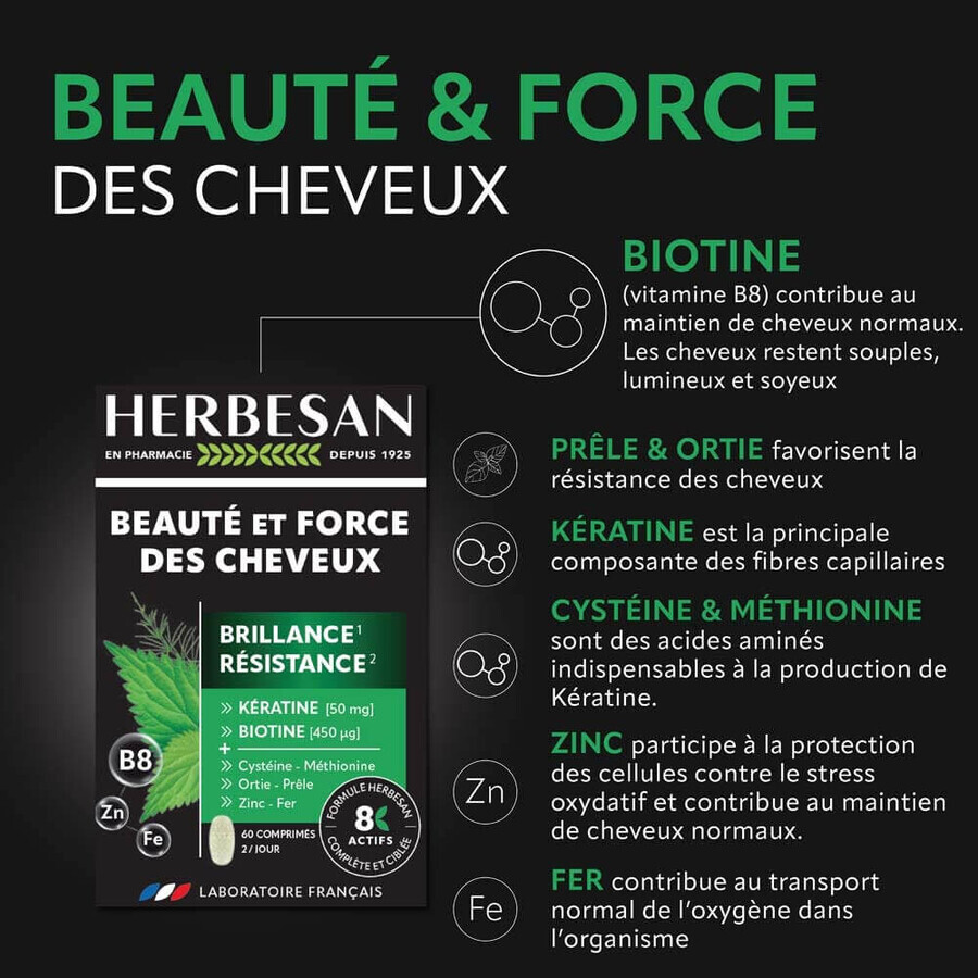 Herbesan Beauté Et Force Des Cheveux 60 Comprimés