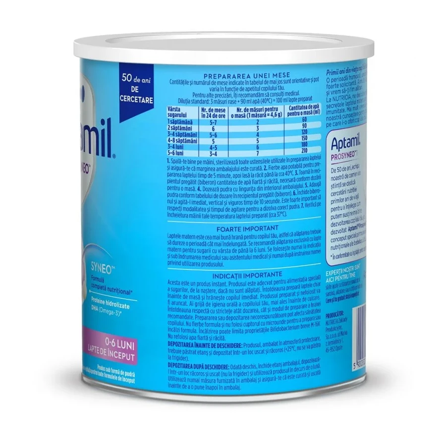Lait de démarrage HA Prosyneo 1, 0-6 mois, 400 g, Aptamil
