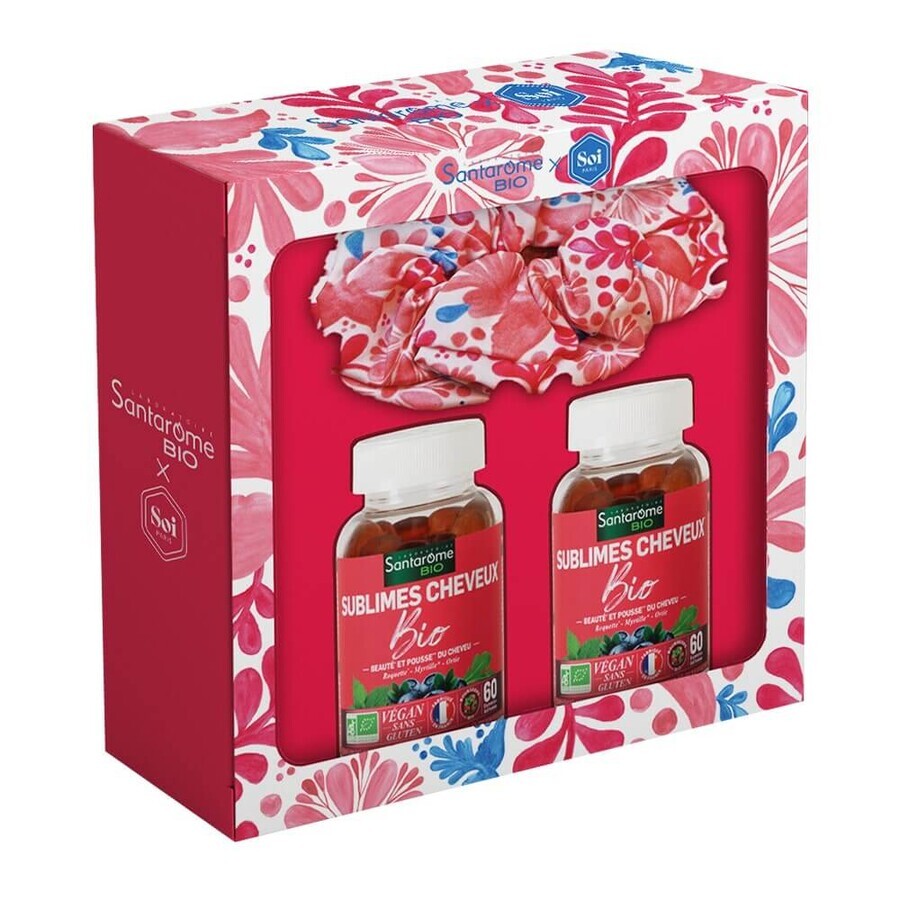 Santarome Sublime Haar Duo Set + Frambozensmaak Scrunchie 2x60 Gummies