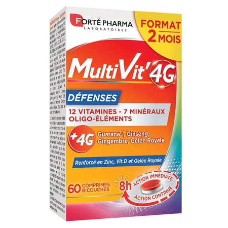 Forté Pharma MultiVit'4G Defensas Multivitamínicas con Zinc y Vitamina D 60 Comprimidos