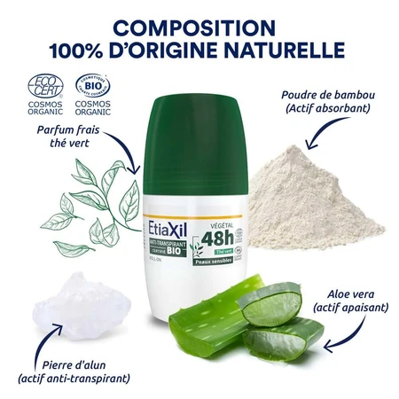 Etiaxil Antitranspirante Roll-on con Té Verde Ecológico 48H 2x50ml
