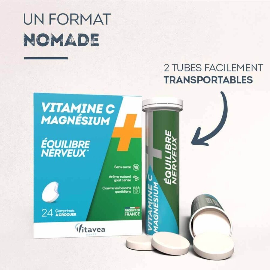 Vitavea Santé Vitamine C + Magnesium Equilibre nerveux 24 Comprimes