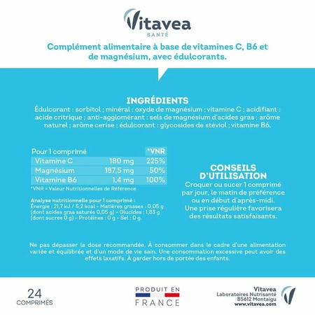 Vitavea Santé Vitaminas C + Magnesio Equilibre nerveux 24 Comprimidos