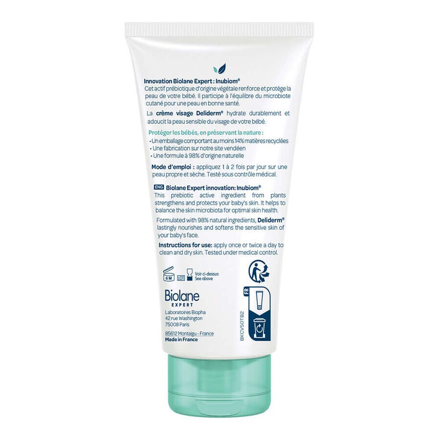 Biolane Expert Gesichtscreme Deliderm Baby Peaux Sensibles 50ml Biolane Expert Gesichtscreme Deliderm Baby Peaux Sensibles 50ml