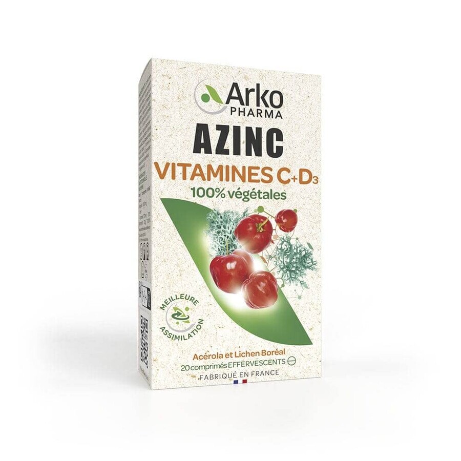 Arkopharma Azinc Vitamins D3 and C 20 effervescent tablets