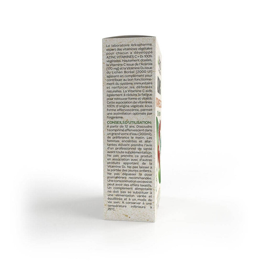 Arkopharma Azinc Vitamins D3 and C 20 effervescent tablets