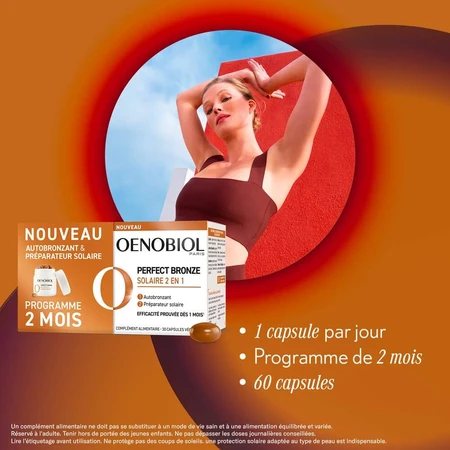 Oenobiol Perfect Bronze I Solari 2 in 1 Zelfbruiner en zonnebescherming 60 plantaardige capsules