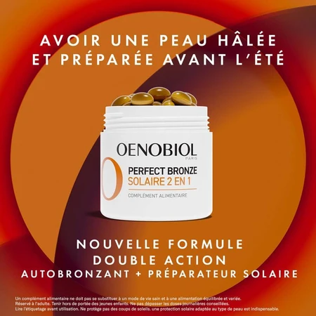 Oenobiol Perfect Bronze I Solari 2 in 1 Zelfbruiner en zonnebescherming 60 plantaardige capsules