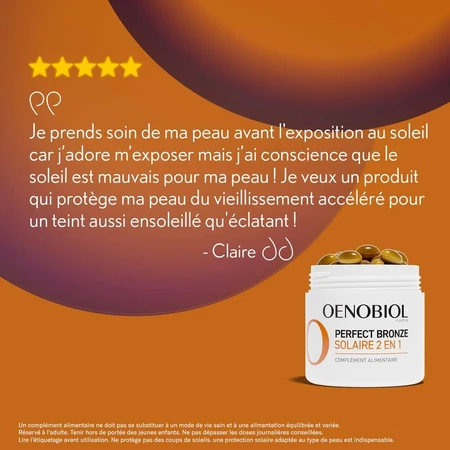 Oenobiol Perfect Bronze I Solari 2 in 1 Zelfbruiner en zonnebescherming 60 plantaardige capsules