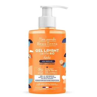 Beauterra Gel Lavant Bébé Parfumé Bio Peaux Sensibles Corps et Cheveux 250ml