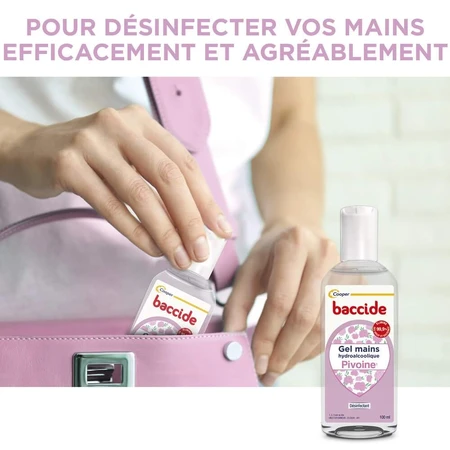 Baccide Gel Mains Désinfectant Hydroalcoolique Pivoine Peaux sensibles 100ml
