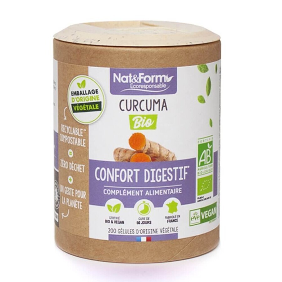 Nat&Form Organic Turmeric Digestive Comfort 200 Vegetable Gelules