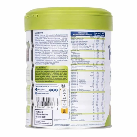 Physiolac Lait en poudre 1 Formule Epaisse Bio De 0 A 6 Mois 800g
