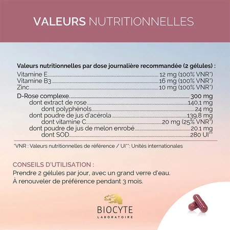 Biocyte Glow Rose Eclat & Radiance 60 gélules