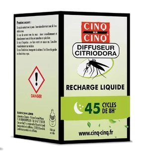 Cinq Sur Cinq Citriodora Vloeibare navulling voor muggenverspreider 45 cycli van 8 uur 24g