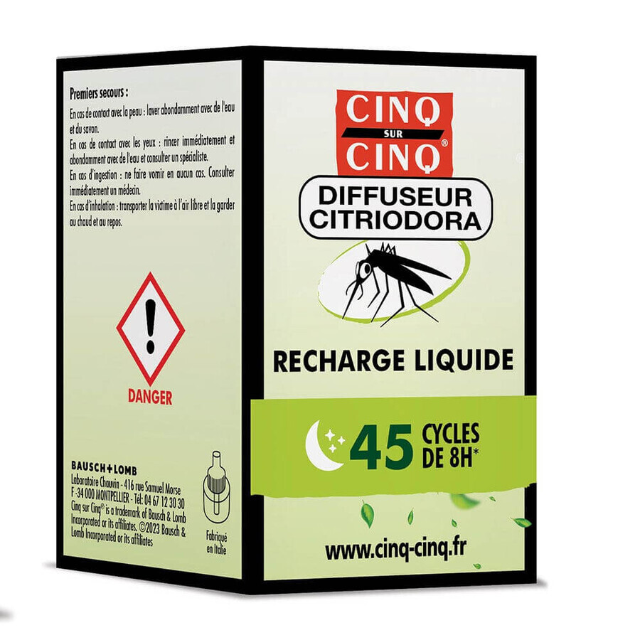 Cinq Sur Cinq Citriodora Ricarica liquida per diffusore antizanzare 45 cicli di 8 ore 24g