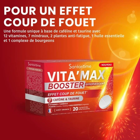 Santarome Vita'max Booster Effervescent Anti fatigue Goût Orange 20 comprimés