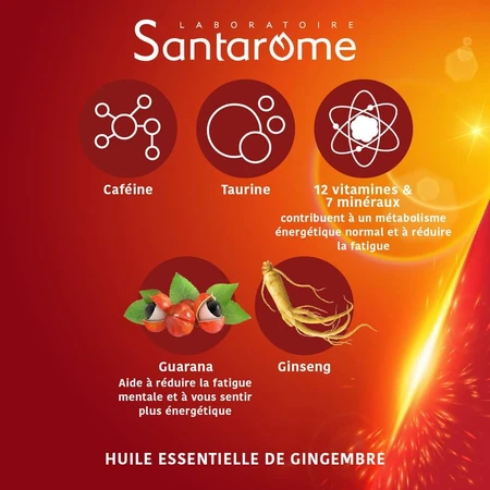 Santarome Vita'max Booster Effervescent Anti fatigue Goût Orange 20 comprimés