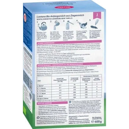 Geitenmelkpoeder formule 1 Bio Lactana, 400 g, Topfer