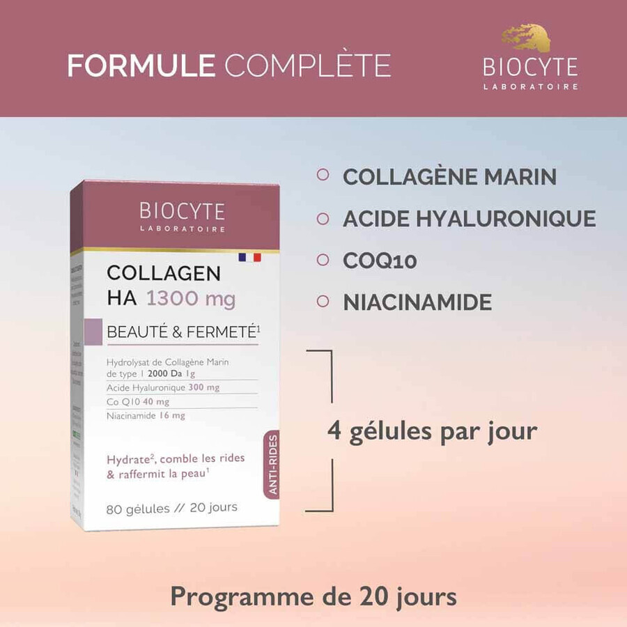 Biocyte Antirid Colagen HA 1300mg Frumusețe și fermitate 80 capsule