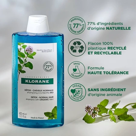Klorane Champú Detox Agua Menta BIO 400ml