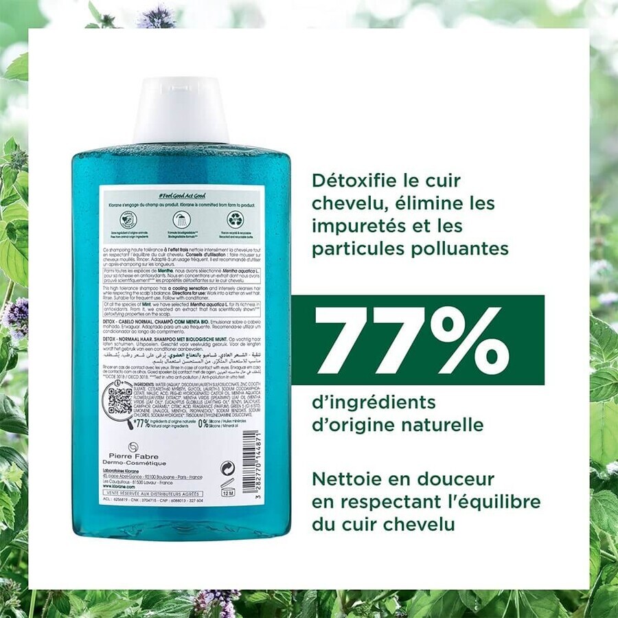 Klorane Menta Acquatica Shampoo detox bio 400ml