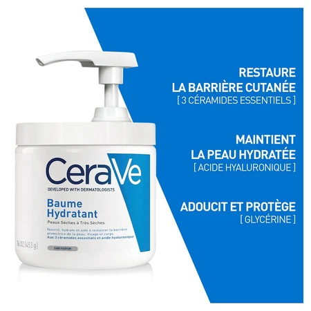 Cerave Body Feuchtigkeitscreme für Gesicht und Körper mit Spender für trockene und sehr trockene Haut 454g