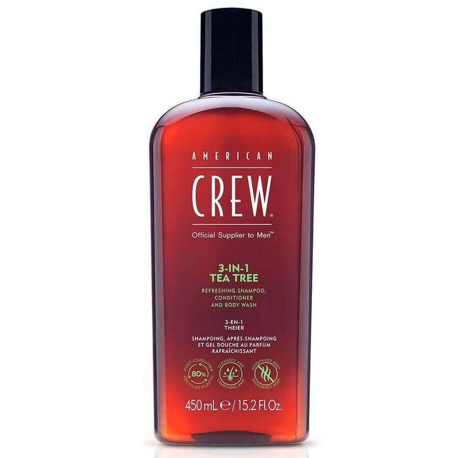 Boutique American Crew Shampooing 3 en 1 Arbre à Thé 450ml American Crew Shampooing 3 en 1 Arbre à Thé 450ml