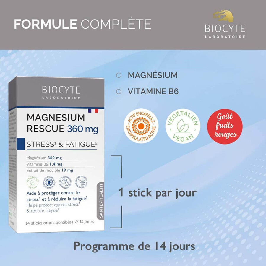 Biocyte Magnesium Rescue 360mg Stress Et Fatigue 14 Sticks Biocyte Magnesium Rescue 360mg Stress Et Fatigue 14 Sticks