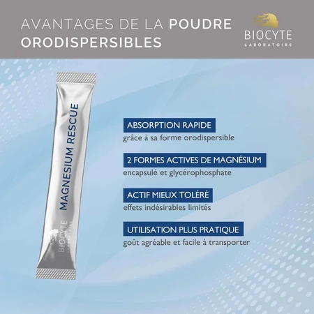 Biocyte Magnesium Rescue 360mg Stress Et Müdigkeit 14 Sticks