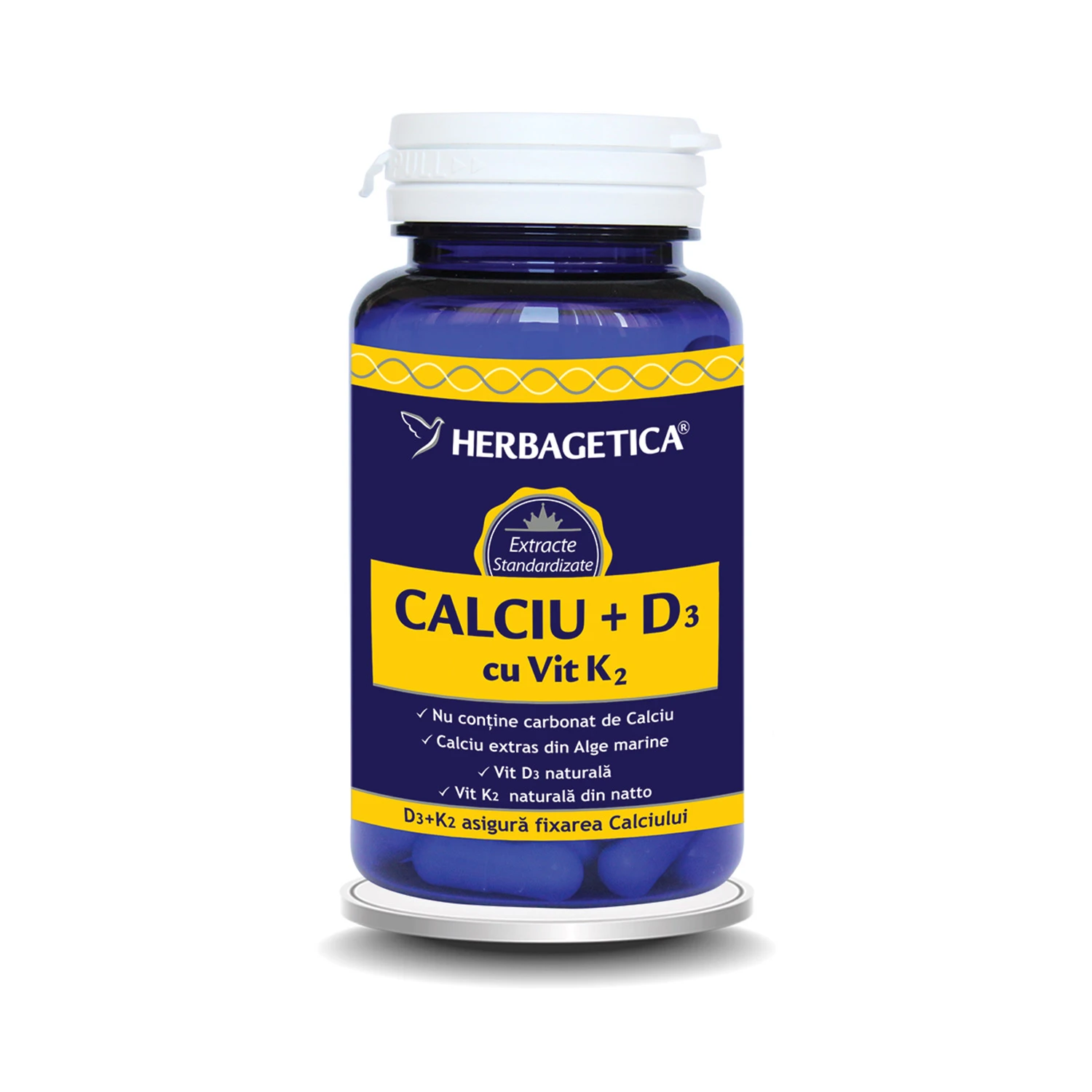 Calcium + D3 + Vitamin K2, 120 capsules, Herbagetica