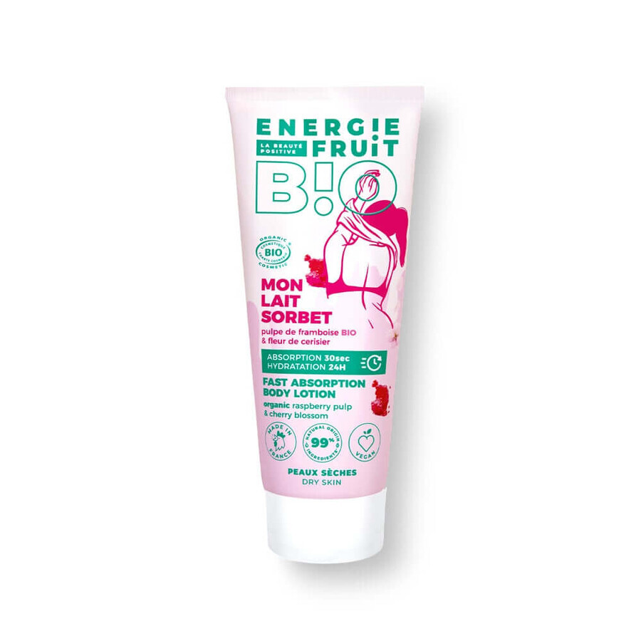 Energie Fruit Organic sorbet milk with raspberry pulp and cherry blossom for dry skin 200 ml