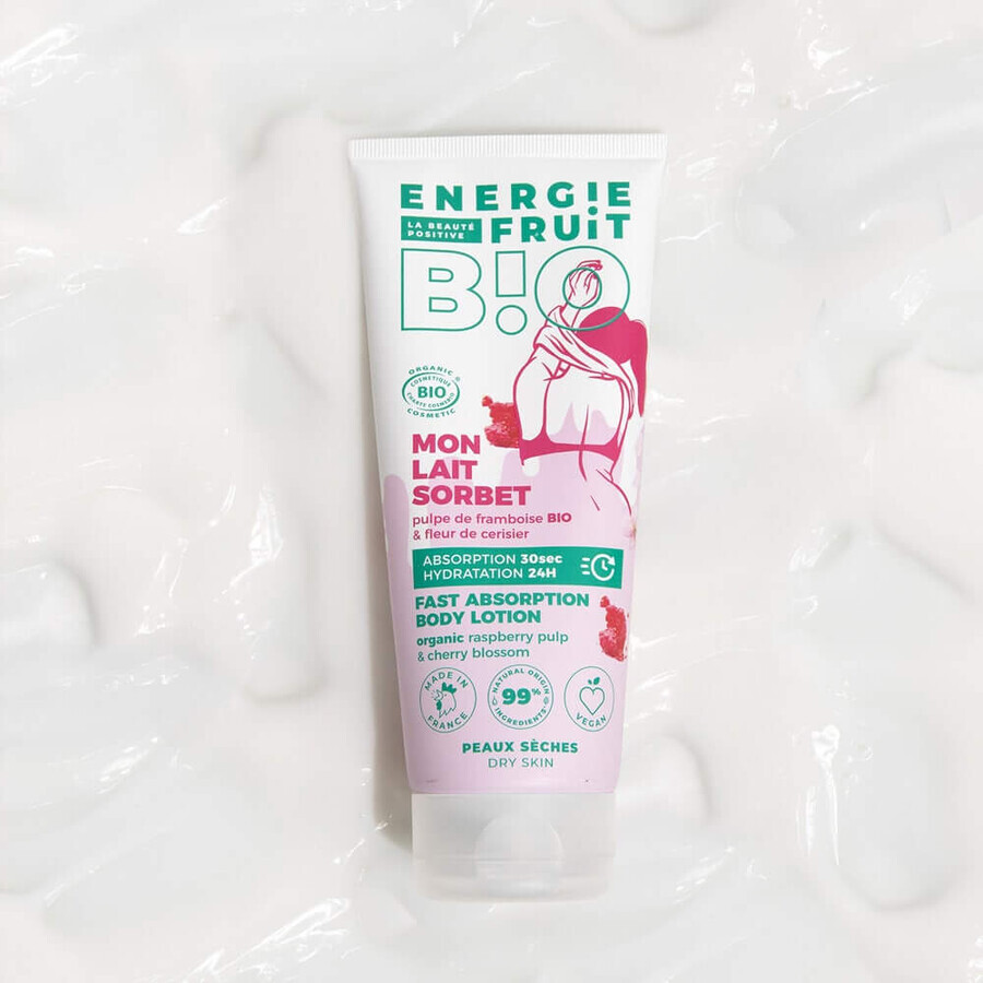 Energie Fruit Organic sorbet milk with raspberry pulp and cherry blossom for dry skin 200 ml