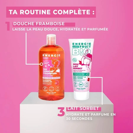 Energie Fruit Bio-Sorbetmilch mit Himbeerfruchtfleisch und Kirschblüte für trockene Haut 200 ml