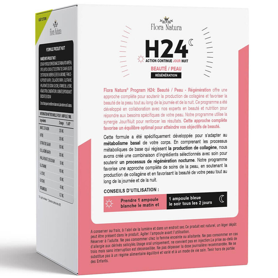 Flora Natura H24 Beauty and skin regeneration 10 ampoules day and 10 night