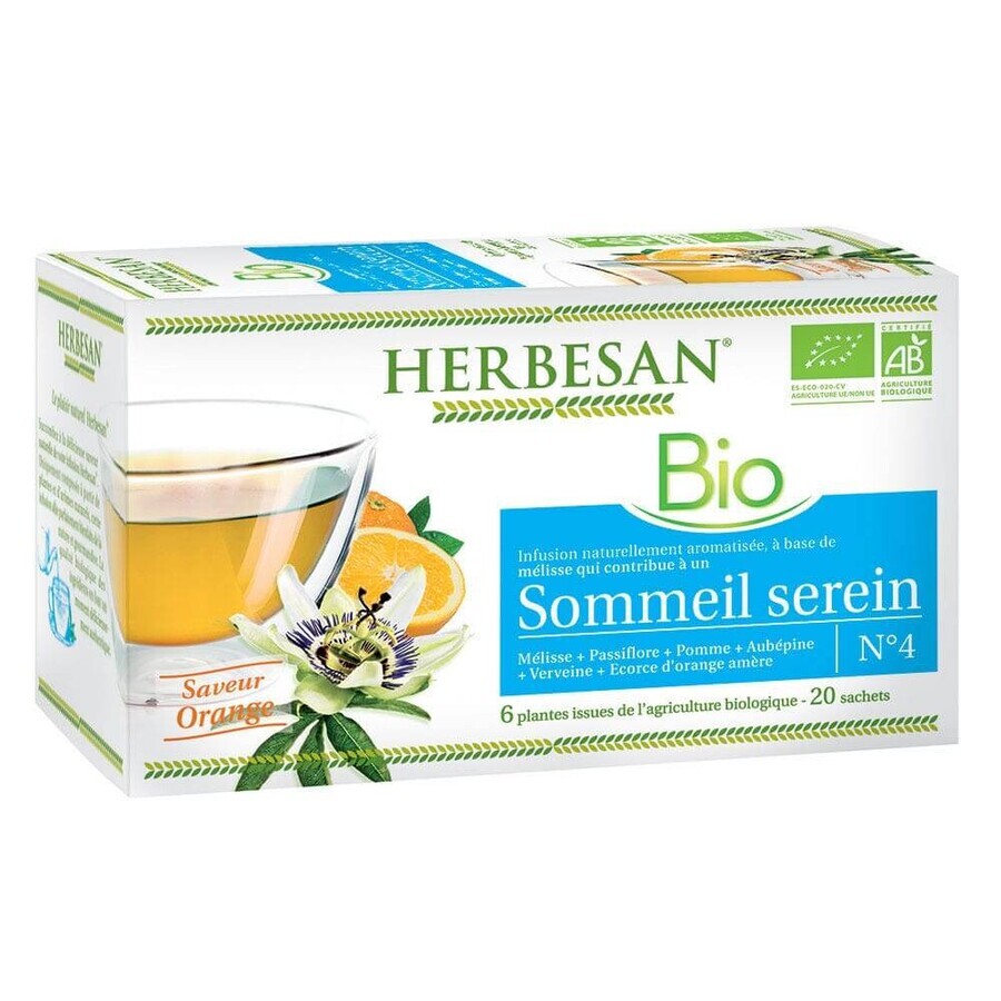 Herbesan Infusion Melisse Passiflore Sommeil Serein Bio Saveur orange 20 sachets
