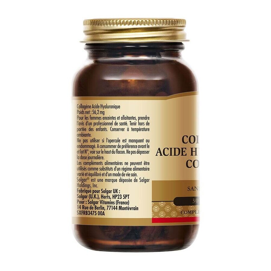 Solgar Collagen Acide Hyaluronique Complexe Beauté Peau 30 Comprimés