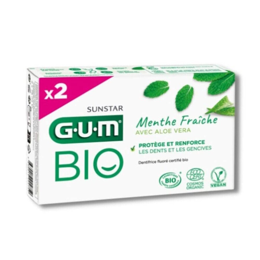 Pasta dentífrica Gum Organic Daily Protection Menta fresca 2x75ml