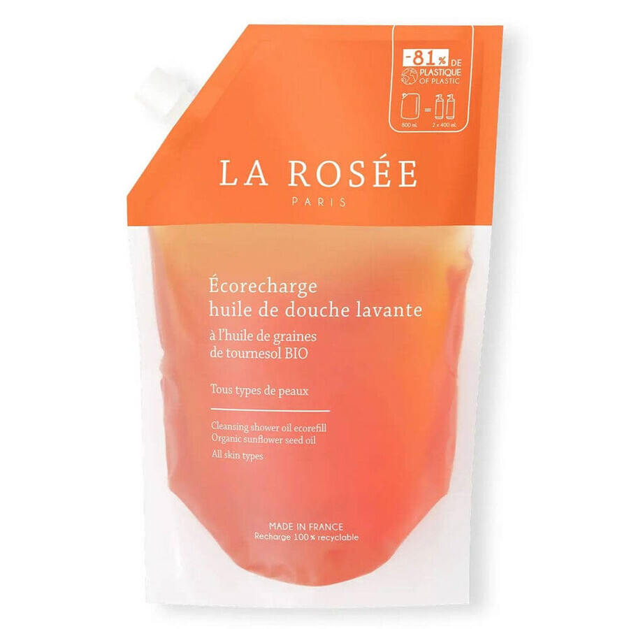 LA ROSÉE Ecoricarica Olio doccia detergente all'olio di semi di girasole bio 800ml