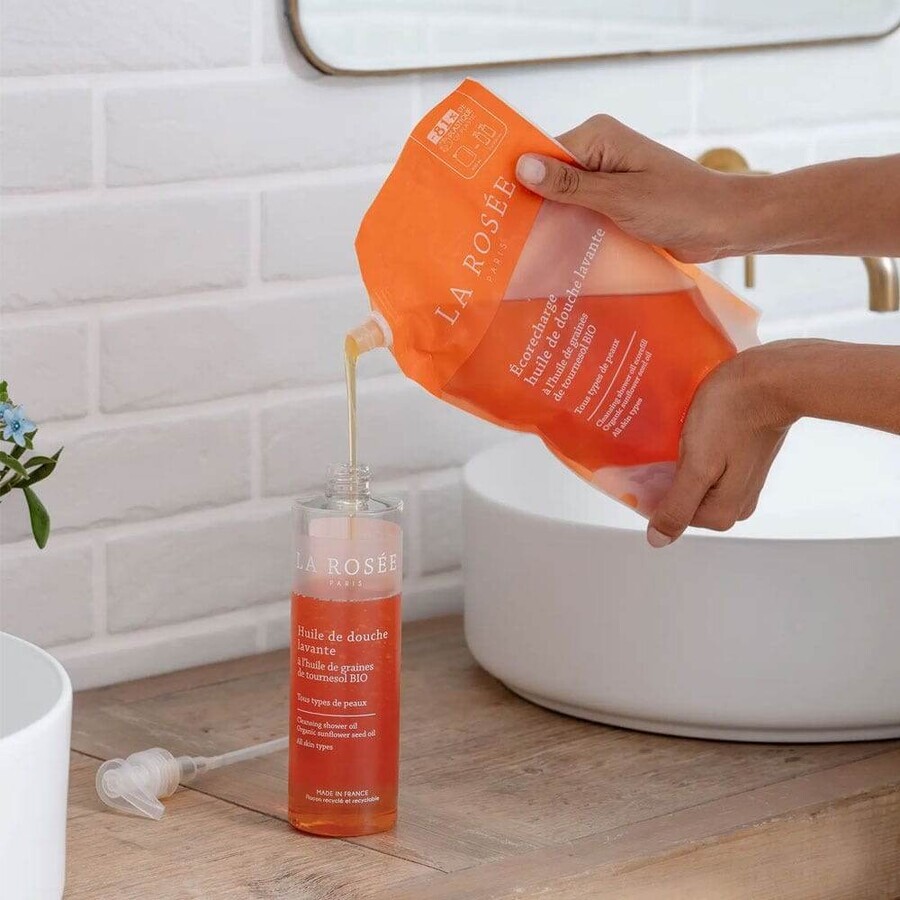LA ROSÉE Ecoricarica Olio doccia detergente all'olio di semi di girasole bio 800ml