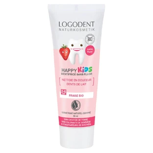 Logona Happy Kids Biologische Aardbei Gel Tandpasta zonder fluoride 50ml