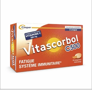 Vitascorbol Vitaminas C 500mg Sabor Naranja 24 comprimidos masticables