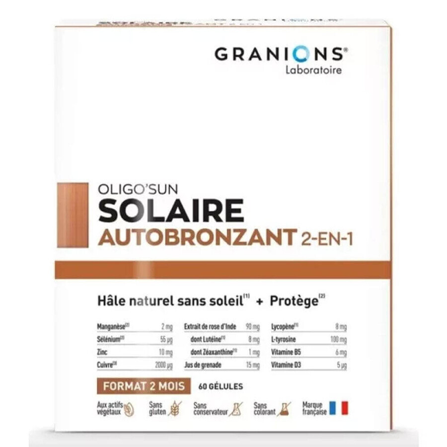 Granions Oligo'Sun Selbstbräunende Sonnenpflege 2 Monate Pflege 60 Kapseln