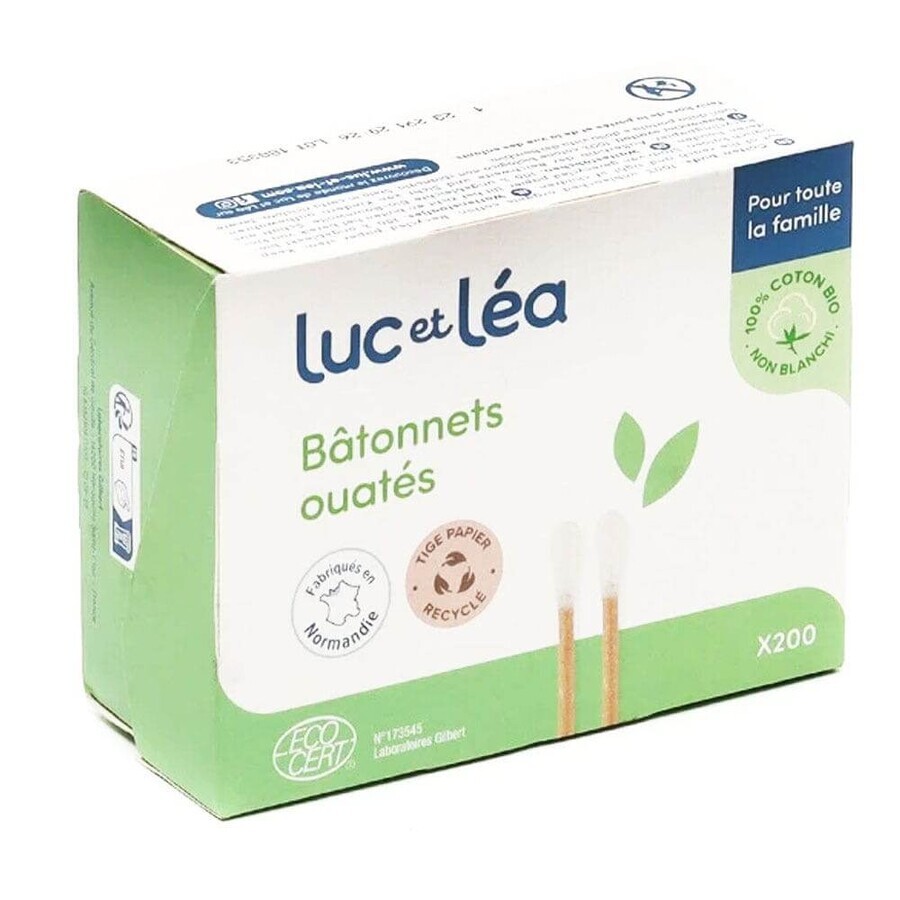 Luc Et Lea Ouate bâtons pour adultes 100% coton biologique dessus et papier x200