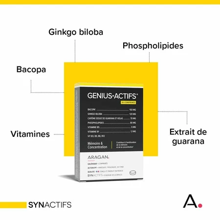 Aragan Synactifs GeniusActifs Geheugen en Concentratie 30 Tabletten