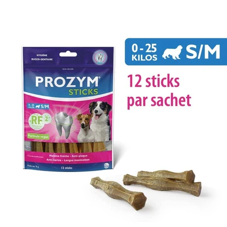 Ceva Prozym Sticks à mâcher RF2 pour l'hygiène bucco-dentaire Sticks pour animaux de 0 à 25kg x12