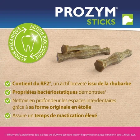 Ceva Prozym Sticks à mâcher RF2 pour l'hygiène bucco-dentaire Sticks pour animaux de 0 à 25kg x12
