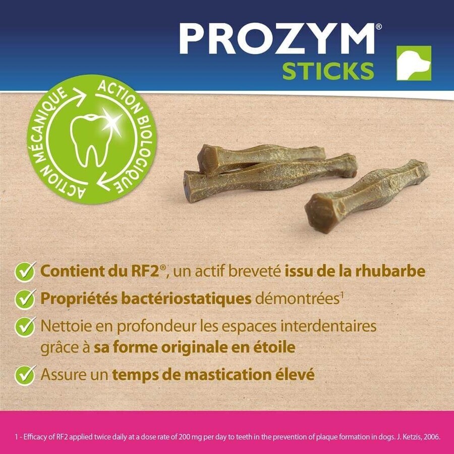 Ceva Prozym Sticks à mâcher RF2 pour l'hygiène bucco-dentaire Sticks pour animaux de 0 à 25kg x12 Ceva Prozym Sticks à mâcher RF2 pour l'hygiène bucco-dentaire Sticks pour animaux de 0 à 25kg x12