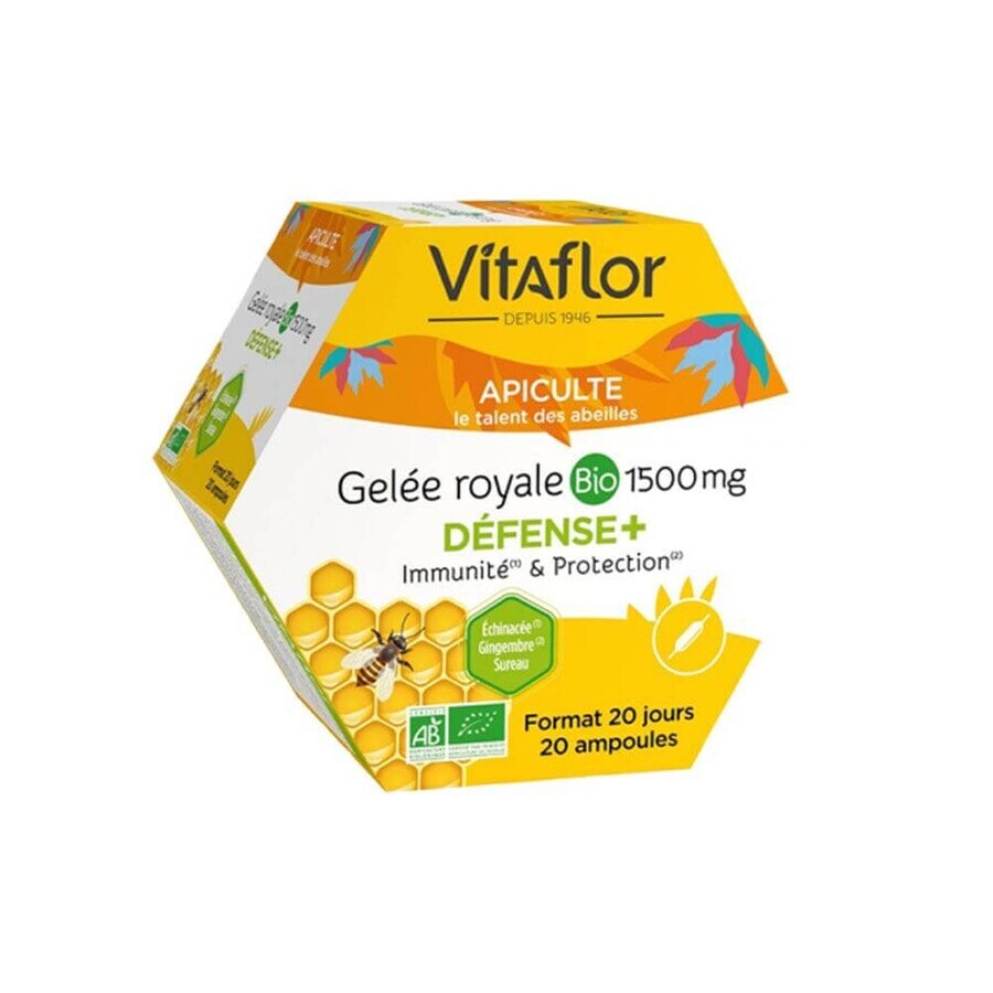 Vitaflor Organic Royal Jelly 20 Defense+ Vials 1500 mg